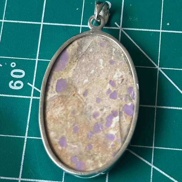 Phosphosiderite sterling silver pendant . Unique pattern large stone - Picture 5 of 5